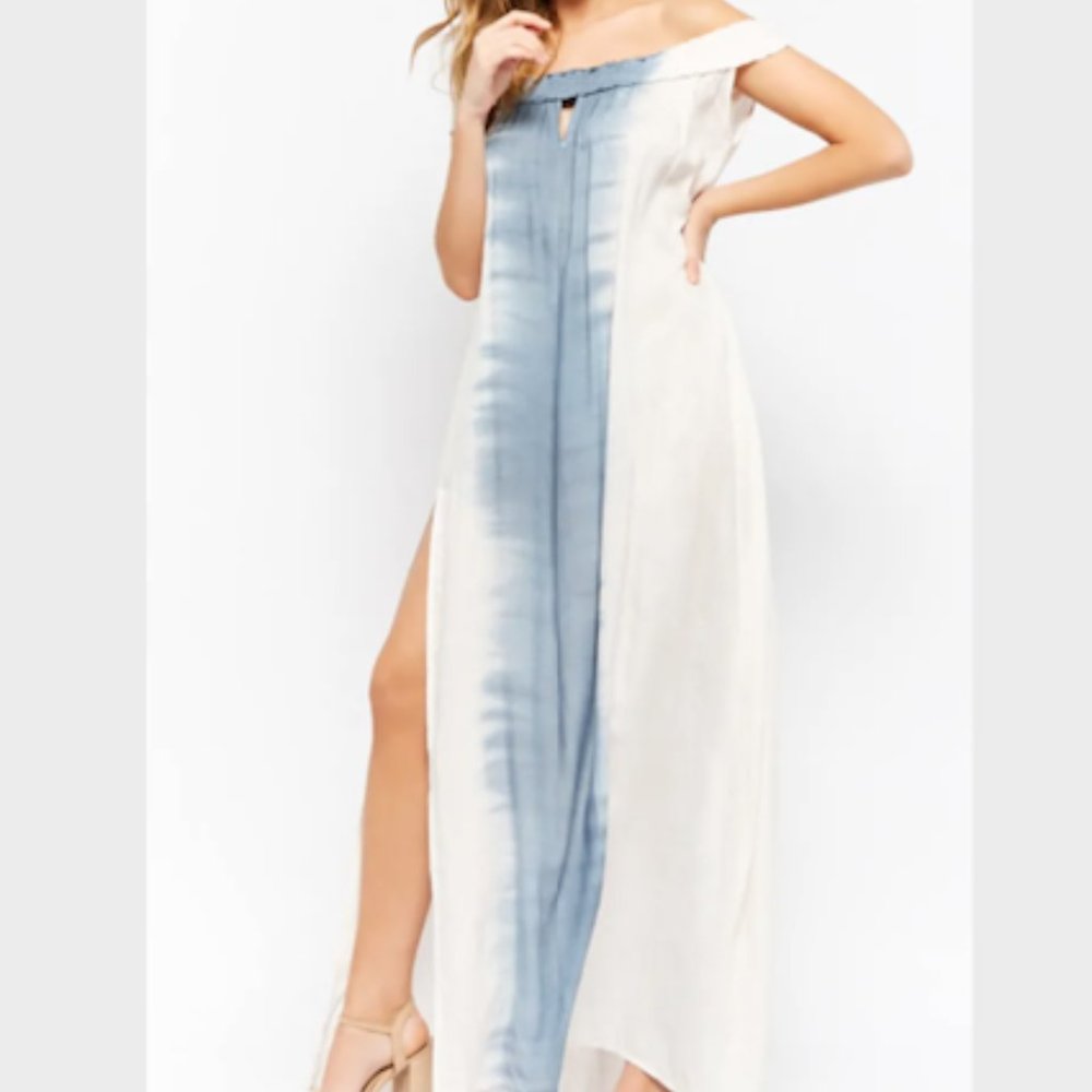 Boho Off the Shoulder Tie Dye Maxi Dress